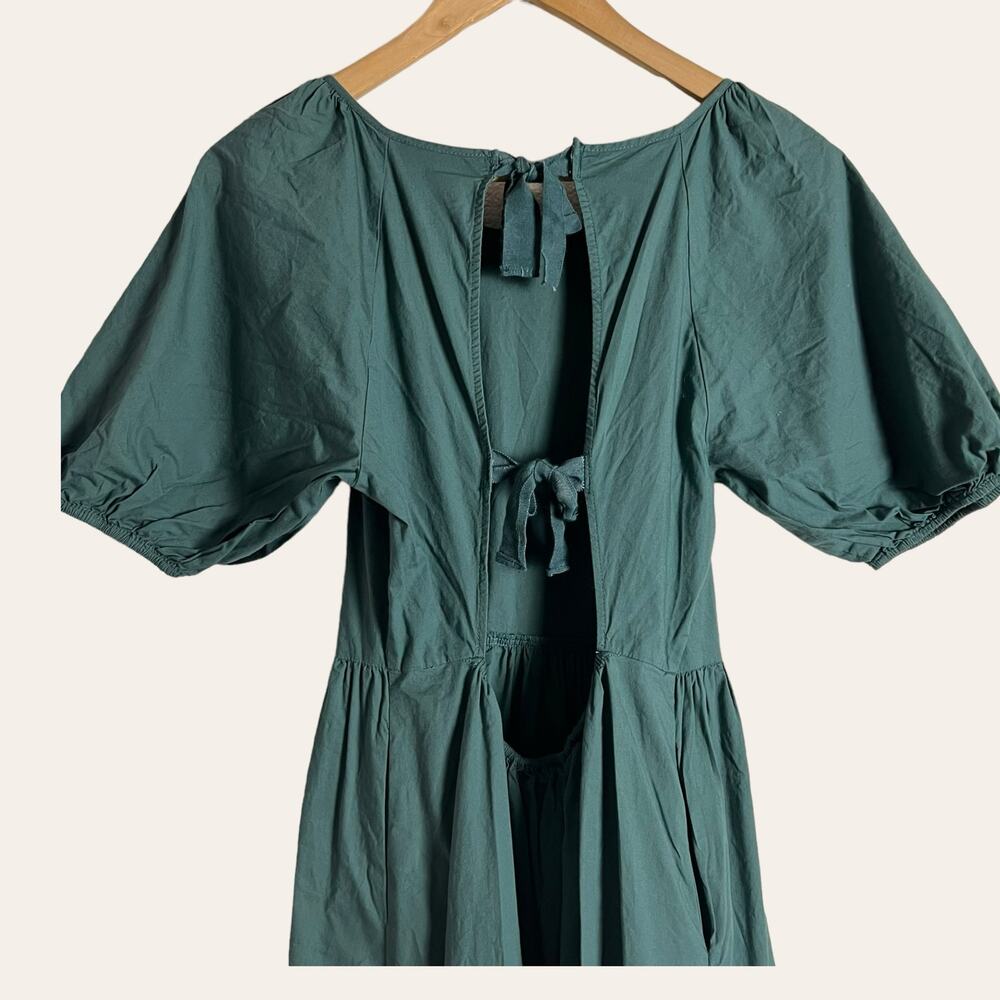 Peter Som Collective Green Puff Sleeve Tiered Tie Back Mini Dress Size 6 - Picture 12 of 15